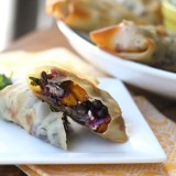 Spicy Butternut and Black Bean Egg Rolls with Citrus Avocado Cream -- www.PerrysPlate.com