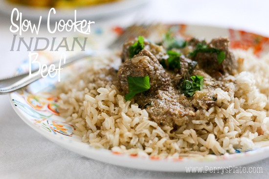 Slow Cooker Indian Beef | Indian recipes | gluten-free recipes | beef recipes | slow cooker recipes | crock pot recipes | perrysplate.com