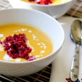 Gingered Butternut Squash Soup with Beet Slaw