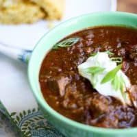 Slow Cooker Steak Chili - www.PerrysPlate.com
