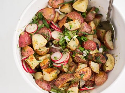 red potato salad with vinaigrette dressing Red Bliss Potato Salad with Dijon Vinaigrette