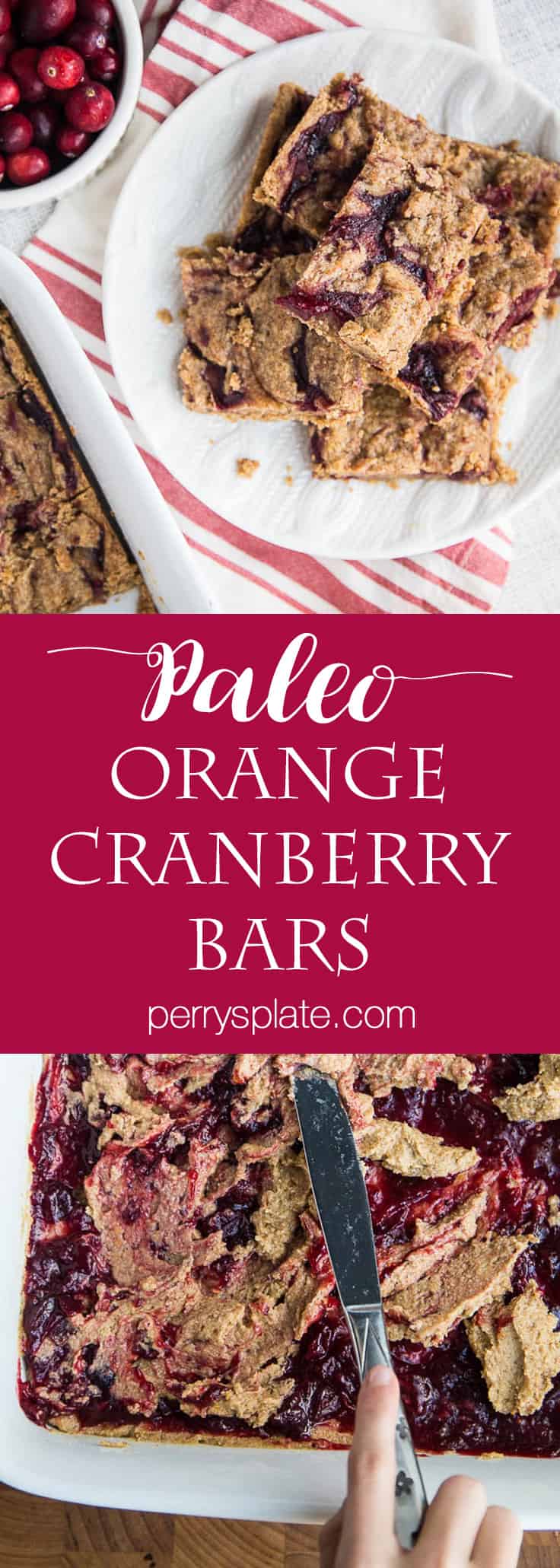 Paleo Orange Cranberry Bars | paleo dessert recipes | leftover cranberry sauce recipes | orange recipes | gluten-free recipes | dairy-free recipes | perrysplate.com 