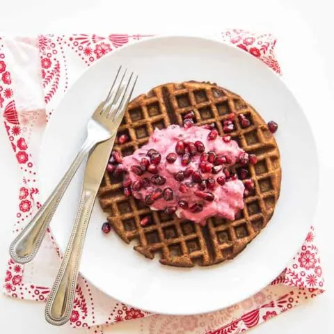Chai Paleo Gingerbread Waffles with Pomegranate & Cranberry Cream