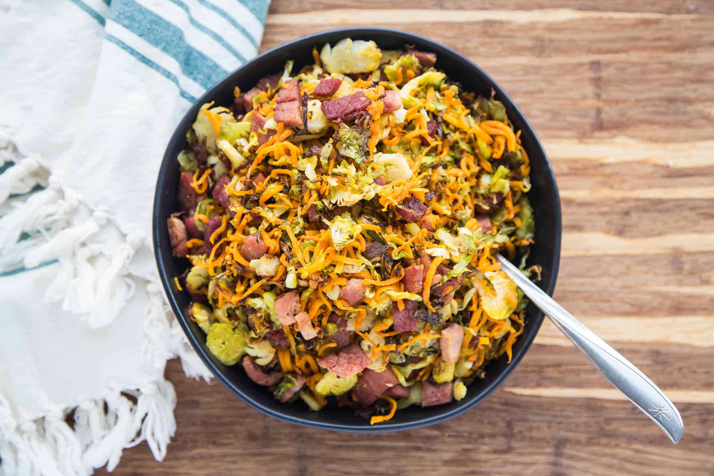 roasted ham shredded brussels sprout hash perry 39 s plate pioneer woman christmas ham