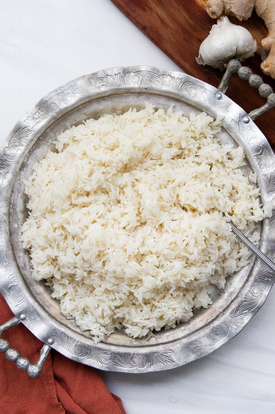 Another shot of the finished garlic ginger rice.