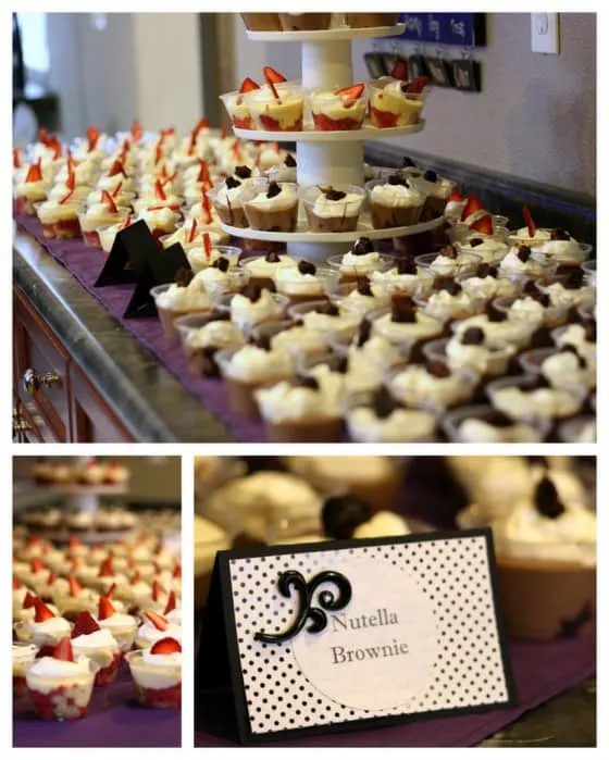 Mini versions of the strawberry trifle and Nutella brownie trifles.