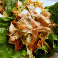 Thai Chicken Wraps + Tangy Peanut Sauce