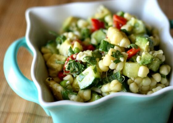 IMG_6240 Grilled Corn Salad with Cucumber, Avocado, and Feta | gluten-free recipes | corn recipes | salad recipes | salad recipes | perrysplate.com