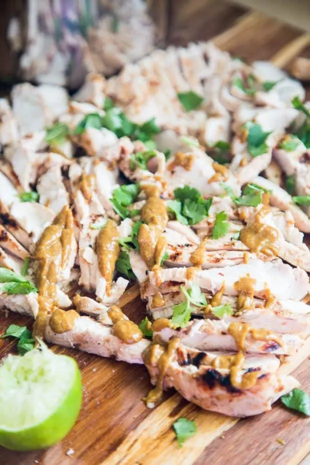 Paleo Thai Grilled Chicken with "Peanut" dressing