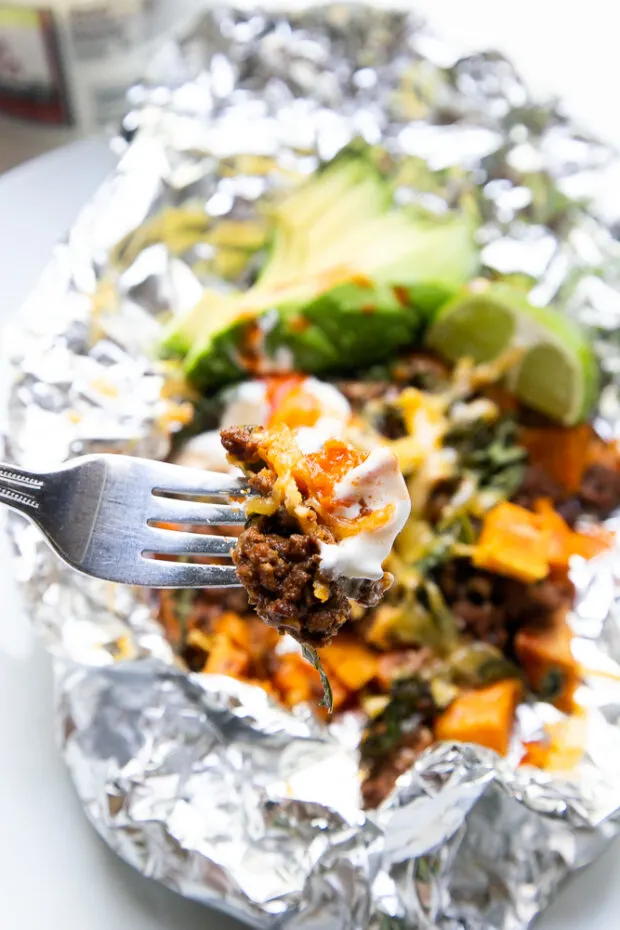 Foil Packet Sweet Potato Tacos as part of our free Paleo Meal Plan for the month!