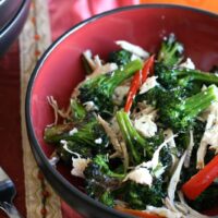 Chicken and Roasted Broccoli Salad with Goat Cheese