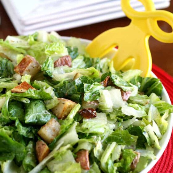 Roasted Potato Salad with Parmesan-Herb Dressing | salad recipes | roasted potato recipes | gluten-free recipe | perrysplate.com