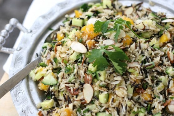 Mango Cucumber Rice Salad | mango recipes | cucumber recipes | gluten-free recipes | summer salad recipes | perrysplate.com