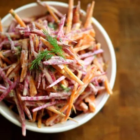 Candy-Striped Beet and Carrot Slaw