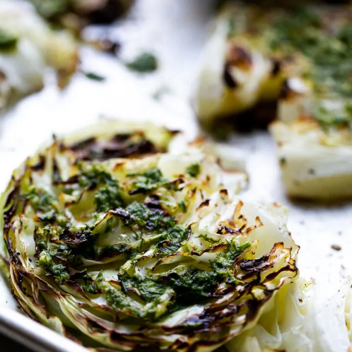 Roasted Cabbage Steaks with Dill Pesto