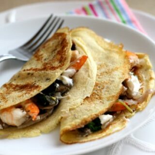 Savory Crepes with Shrimp, Mushrooms & Goat Cheese