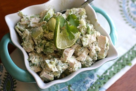 Guacamole Chicken Salad | dairy free recipes | chicken salad recipes | paleo recipes | avocado recipes | perrysplate.com