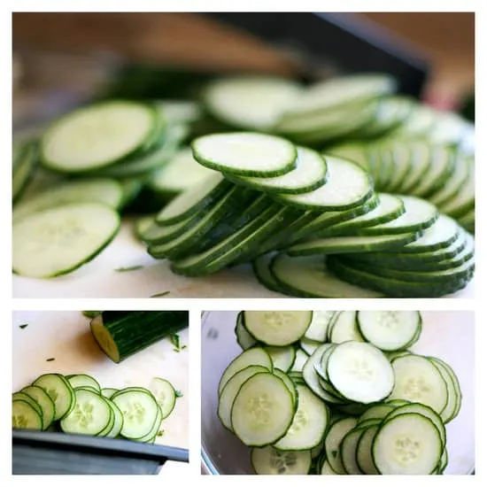 Simple Marinated Cucumbers aka Cucumbers & Vinegar is a crazy easy and fast side dish that goes with most everything! Plus they last a long time in the fridge for snacking. | perrysplate.com #cucumbersandvinegar #quickpickle Simple Marinated Cucumbers aka Cucumbers & Vinegar is a crazy easy and fast side dish that goes with most everything! Plus they last a long time in the fridge for snacking. | perrysplate.com #cucumbersandvinegar #quickpickle
