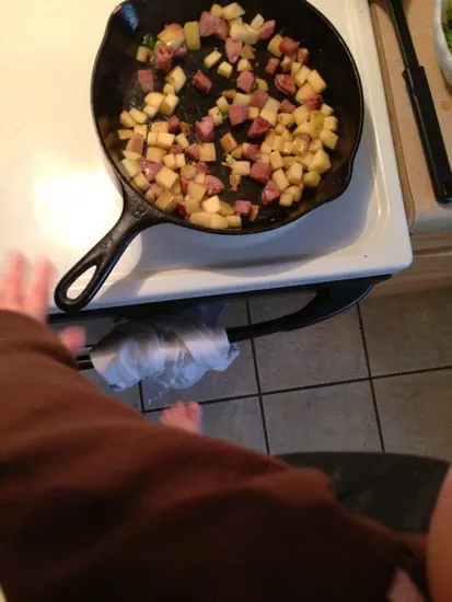 Brussels Sprouts, Sausage, & Apple Hash - www.PerrysPlate.com