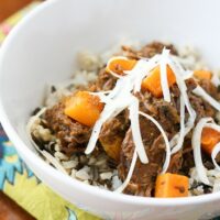 Slow Cooked Pot Roast with Butternut Squash and Poblanos - www.PerrysPlate.com