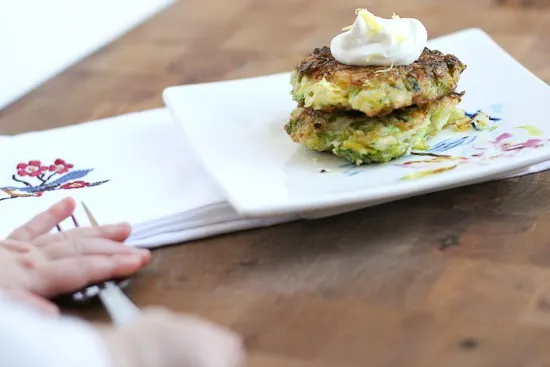 Leek and Brussels Sprout Fritters (Paleo) - www.PerrysPlate.com