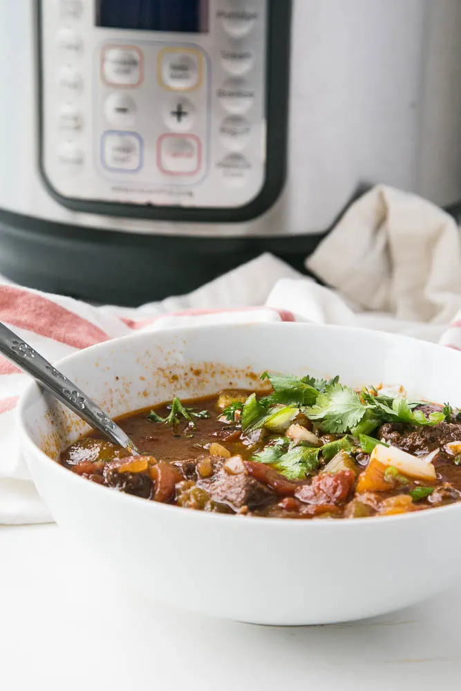 This is THE BEST steak chili ever. You can make it in a slow cooker or Instant Pot and it also freezes beautifully! It's also legume-free making it paleo-friendly. | perrysplate.com #steakchili #chilirecipe #instantpotrecipe This is THE BEST steak chili ever. You can make it in a slow cooker or Instant Pot and it also freezes beautifully! It's also legume-free making it paleo-friendly. | perrysplate.com #steakchili #chilirecipe #instantpotrecipe