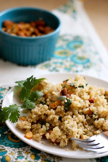 Cilantro-Lime Quinoa with Spicy Almonds - www.PerrysPlate.com Cilantro-Lime Quinoa with Spicy Almonds - www.PerrysPlate.com