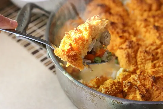 Chicken Pot Pie with Sweet Potato Biscuits | paleo recipes | dairy-free recipes | gluten-free recipes | sweet potato recipes | perrysplate.com Chicken Pot Pie with Sweet Potato Biscuits | paleo recipes | dairy-free recipes | gluten-free recipes | sweet potato recipes | perrysplate.com