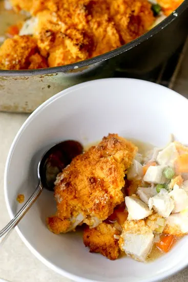 Chicken Pot Pie with Sweet Potato Biscuits | paleo recipes | dairy-free recipes | gluten-free recipes | sweet potato recipes | perrysplate.com Chicken Pot Pie with Sweet Potato Biscuits | paleo recipes | dairy-free recipes | gluten-free recipes | sweet potato recipes | perrysplate.com