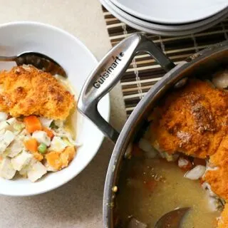 Chicken Pot Pie with Sweet Potato Biscuits