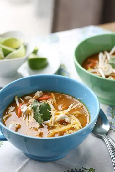 Thai Coconut Curry Soup (Chicken Khao Soi) made paleo and Whole30 friendly! | perrysplate.com