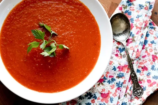 Simple Roasted Tomato Soup -- part of our Paleo Meal Plan this week!