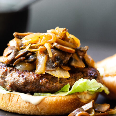 Chipotle Caramelized Onion and Mushroom Burgers