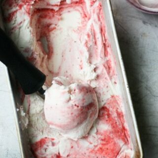 Ginger and Roasted Strawberry Swirled Ice Cream