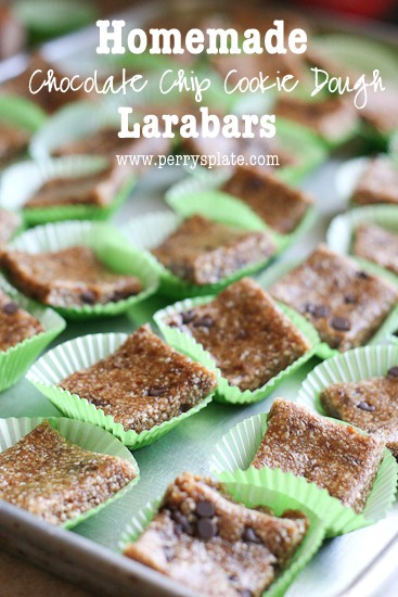 Homemade Larabars - Chocolate Chip Cookie Dough - www.perrysplate.com Homemade Larabars - Chocolate Chip Cookie Dough