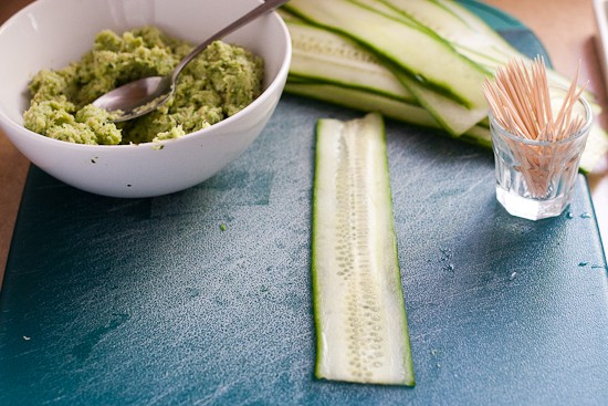 Pesto Shrimp Cucumber Rolls - www.PerrysPlate.com