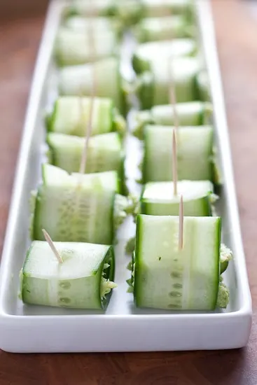 Pesto Shrimp Cucumber Rolls - www.PerrysPlate.com Pesto Shrimp Cucumber Rolls - www.PerrysPlate.com