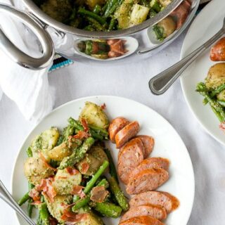 Spring Vegetable Salad with Dill Pesto and Prosciutto