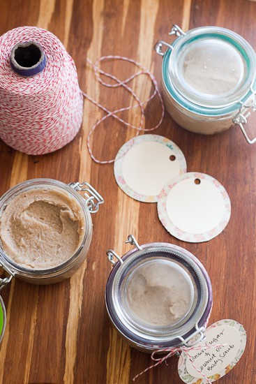 Quick and Easy Homemade Brown Sugar and Coconut Oil Body Scrub -- make these for teacher gifts, neighbor gifts, or simply for yourself. | perrysplate.com