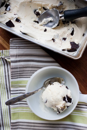 This naturally-sweetened Primal Mint Chip Ice Cream is fresh and minty and has homemade dark chocolate shards! (It's easy, too!) 