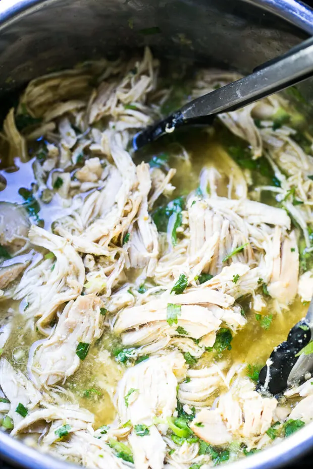 The shredded chicken is super tender after cooking and can be frozen for meals down the road!