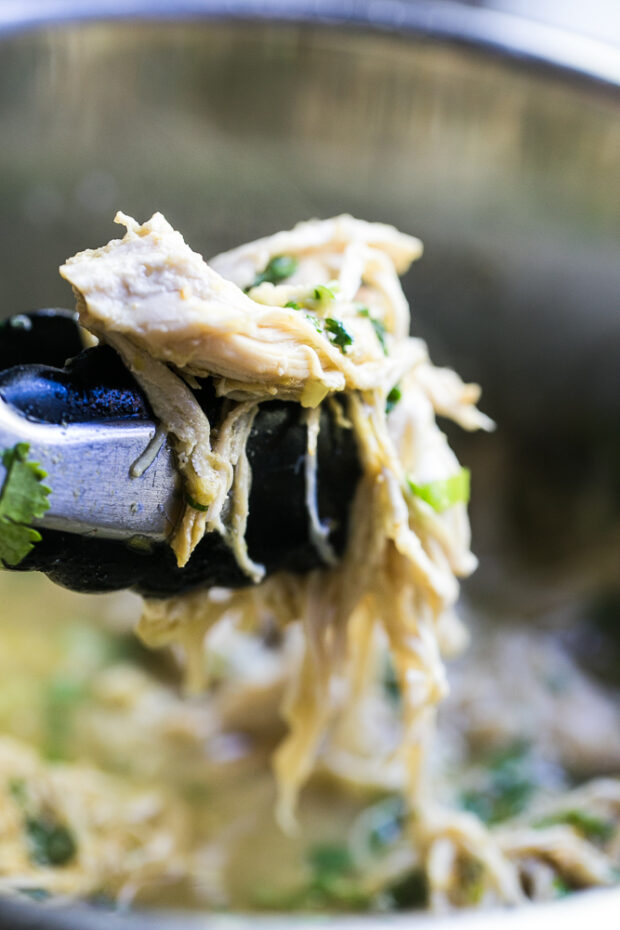 Use this Green Chile Shredded Chicken for tacos, or create a delicious shredded chicken taco salad!