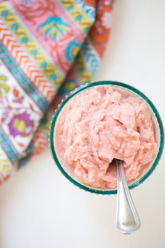 Raspberry Sherbet (In the Blender) | This dairy-free, naturally sweetened dessert whips up in the blender super fast. It's paleo-friendly and can easily be made keto friendly, too!