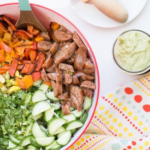 Grilled Vegetable Potluck Salad with Creamy Avocado Ranch
