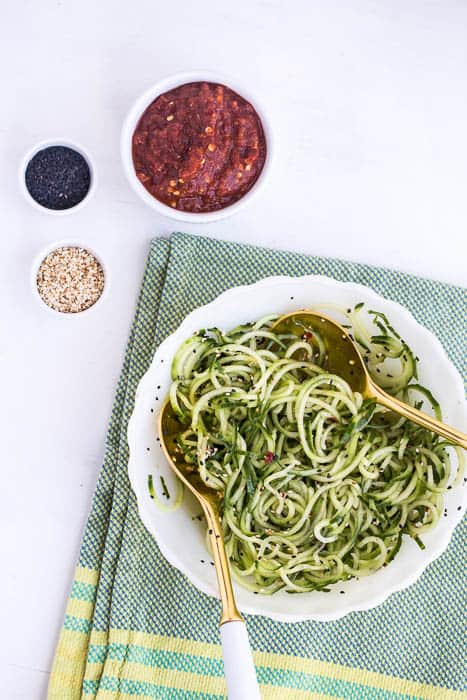 Sesame Marinated Cucumber Noodles -- a perfect #paleo side dish for any Asian-type main dish! | perrysplate.com