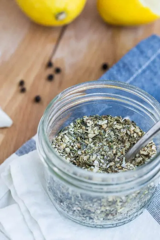 Homemade Greek Seasoning -- use this on homemade marinades, rubs, dips, or salad dressings! perrysplate.com Homemade Greek Seasoning -- use this on homemade marinades, rubs, dips, or salad dressings! perrysplate.com