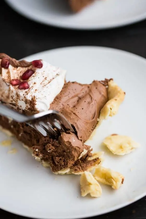 Cleaned-Up Chocolate Silk Pie -- gluten-free, naturally-sweetened and the only dairy is grass-fed butter! | perrysplate.com Cleaned-Up Chocolate Silk Pie -- gluten-free, naturally-sweetened and the only dairy is grass-fed butter! | perrysplate.com