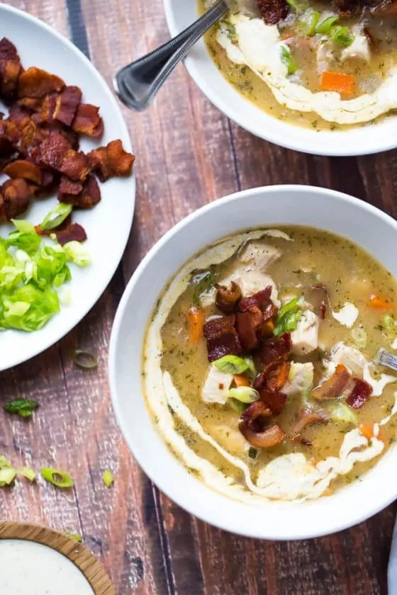 Paleo Turkey Bacon Ranch Chowder | perrysplate.com | paleo soup recipes | whole30 recipes Paleo Turkey Bacon Ranch Chowder | perrysplate.com | paleo soup recipes | whole30 recipes
