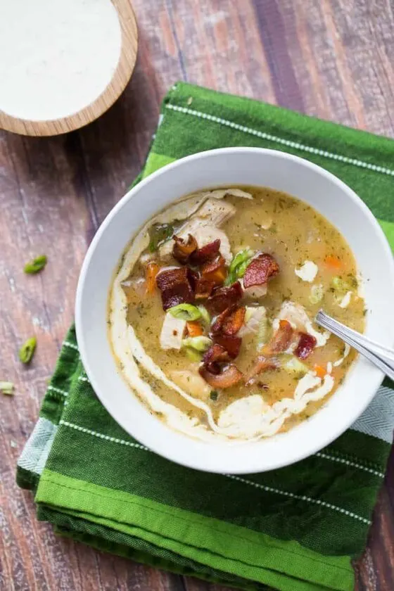 Paleo Turkey Bacon Ranch Chowder | perrysplate.com | paleo soup recipes | whole30 recipes