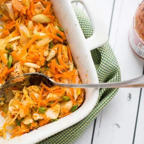 Buffalo Chicken and Spaghetti Squash Bake